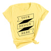 Bella+Canvas Soft Cotton T-Shirt (Yellow), fully ready for custom printing. Full service for bulk orders (printing, pressing, and shipping), available in various colors and sizes.