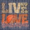 : Live Love Basketball - Mixed Animal Print & Red Glitter Graphic