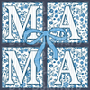 Blue Toile Floral Mama PNG - Elegant Chinoiserie Style Design with Coquette Ribbon Bow