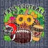 Fall Football & Coffee Graphic - Sunflower Leopard Print Autumn Design