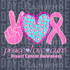 Peace Love Cure Leopard Heart Design - Breast Cancer Awareness DTF