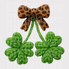 Shamrock Cherry DTF Transfer - Leopard Bow St. Patrick's Day Ready to Press