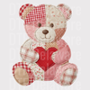 Patchwork Teddy Bear DTF Transfer - Cute Valentine’s Day Ready to Press