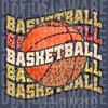 Basketball Stacked Text Design - Multi-Pattern Glitter & Leopard Graphic