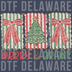 Christmas tree and coquette bows on striped postage stamp panels DTF transfer shown on garment mockup