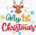 cute reindeer with snowflakes and stars for baby's first Christmas, cute cartoon vector illustration with hand-lettered