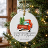 Personalized Red Truck First Christmas Married Ornament 2026