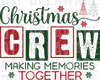 Christmas crew with festive trees and snowflakes, distressed block typography DTF transfer design