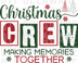 Christmas crew with festive trees and snowflakes, distressed block typography DTF transfer design