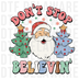 Retro Santa Claus with Christmas trees and groovy text, retro groovy cartoon DTF transfer design