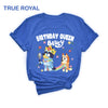 DTF Delaware - Birthday Queen Bluey Shirt, tee, adult, women, men, youth, toddler, baby onesie, gift, birthday, vacation, trip, high, quality, cotton, Made in USA, Bingo, Graphic Tee, t-shirt, cartoon, character, funny, cute, family, matching, girl, Bandit Heeler