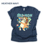 DTF Delaware - Rad Mom Bluey Shirt, Spooky Season, Trick or Treat, Adult, Women, Men, Youth, Toddler, Baby Onesie, mother, mom, father, dad, vacation, trip, high quality, cute, Made in USA, cotton, graphic tee, family, Bingo, Bandit Heeler and Chilli Heeler, retro, funny