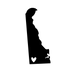 Black Delaware State Design with Heart Shape - DTF Ready for Press - DTF Delaware
