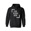 Gildan 18000 Black Unisex Hooded Sweatshirt (Hoodie), ready for custom printing, full service for bulk orders (printing, pressing, and shipping). Available in various color options and size.