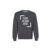 Gildan 18000 dark-grey unisex sweatshirt mockup for DTF printing and custom design, featuring Full Service (Print, Press & Ship).