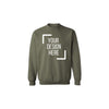 Gildan 18000 mi̇li̇tary-green unisex sweatshirt mockup for DTF printing and custom design, featuring Full Service (Print, Press & Ship).