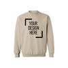Gildan 18000 sand unisex sweatshirt mockup for DTF printing and custom design, featuring Full Service (Print, Press & Ship).