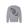 Gildan 18000 sport-grey unisex sweatshirt mockup for DTF printing and custom design, featuring Full Service (Print, Press & Ship).
