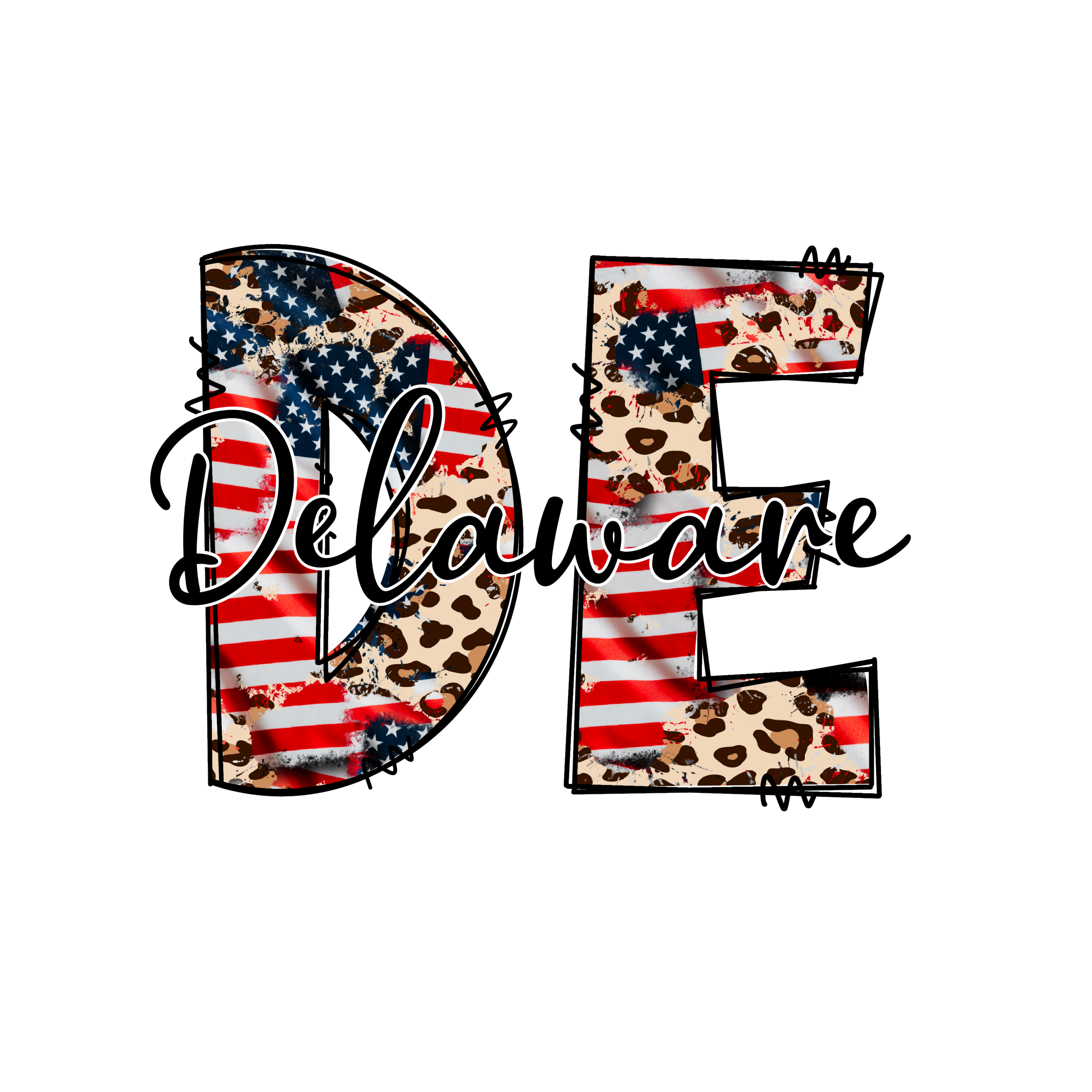 DE American Flag Delaware Design - DTF Ready for Press