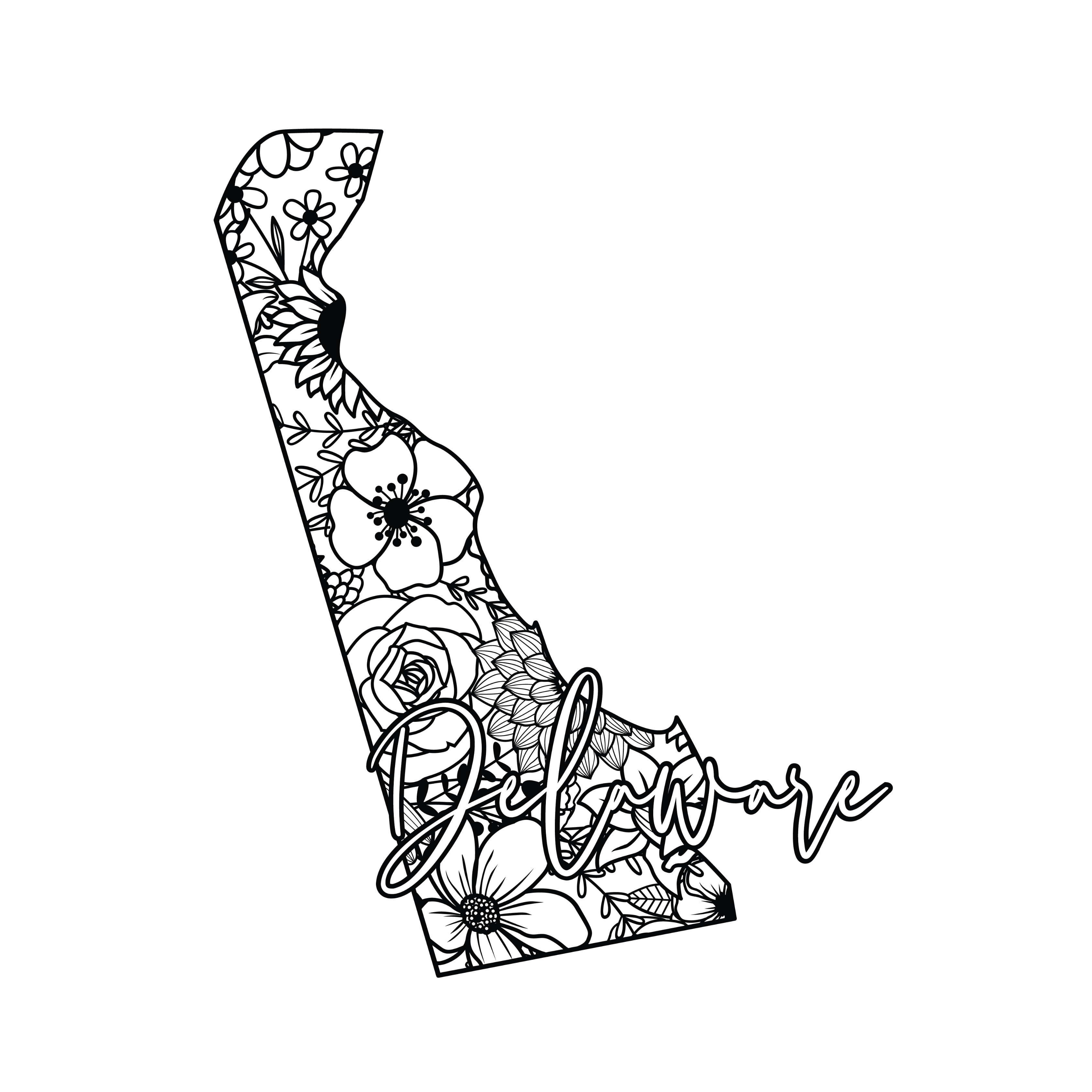 Whole Flowers Delaware State Design - DTF Ready for Press