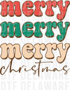 stacked retro merry christmas typography, retro groovy typography DTF transfer design