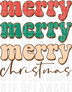 stacked retro merry christmas typography, retro groovy typography DTF transfer design