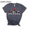 Horror Movie Friends Shirts, Funny Halloween Graphic Tee. Get your custom printed, soft cotton shirt featuring the hilarious horror character design. Available in Dark-grey and many colors/sizes. Perfect for group orders!
