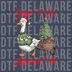 goose in Christmas sweater pulling a wheelbarrow with a Christmas tree DTF transfer shown on garment mockup
