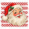 vintage retro Santa Claus face with distressed polka dot background, vintage illustrated retro distressed DTF transfer design