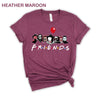 Horror Movie Friends Shirts, Funny Halloween Graphic Tee. Get your custom printed, soft cotton shirt featuring the hilarious horror character design. Available in Heather-maroon and many colors/sizes. Perfect for group orders!