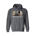 Friends Horror Movie Hoodie - Funny Michael Myers Halloween Graphic Hooded Sweatshirt. High-quality, cozy pullover hoodie featuring the hilarious Michael Myers and horror friends design. Shown here in Dark-grey. Available for custom printing in multiple colors and sizes.