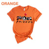 Horror Movie Friends Shirts, Funny Halloween Graphic Tee. Get your custom printed, soft cotton shirt featuring the hilarious horror character design. Available in Orange and many colors/sizes. Perfect for group orders!