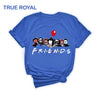 Horror Movie Friends Shirts, Funny Halloween Graphic Tee. Get your custom printed, soft cotton shirt featuring the hilarious horror character design. Available in True-royal and many colors/sizes. Perfect for group orders!