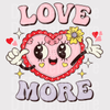 "Love More" Retro Heart Character DTF Transfer - Fun Valentine's Ready to Press
