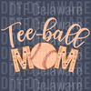 Boho Tee-ball Mom PNG - Hand-Drawn Floral Typography Design for Sports Mamas