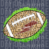 Leopard Print Football Graphic - Maroon Lightning Bolt Game Day Design