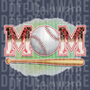 Baseball Mom DTF Transfer - Leopard Print & Red Stitching Sport Graphic