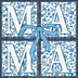Blue Toile Floral Mama PNG - Elegant Chinoiserie Style Design with Coquette Ribbon Bow
