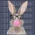 Hipster Bunny with Glasses & Bubblegum DTF Transfer - Cool Easter Rabbit Design