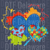 : Artistic Triple Heart Splatter - Autism Awareness Ink Art DTF