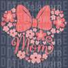 Floral Mouse Ear Bow Mama PNG - Soft Pink Coquette Aesthetic for Magical Motherhood