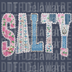 High-definition 3D look SALTY text made of faux lace, floral patches, pearls, and starfish DTF transfer ready to press.