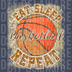 Eat Sleep Basketball Repeat - Leopard Print & Gold Glitter Design