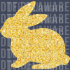Faux Gold Glitter Easter Bunny Silhouette DTF - Sparkly Rabbit Easter Print