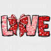 Pink Bow "LOVE" DTF Transfer - Coquette Aesthetic Print