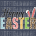 Patterned Happy Easter DTF Transfer - Leopard Print and Floral Typography Graphic