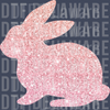 Faux Pink & Gold Glitter Easter Bunny Silhouette DTF - Sparkly Rabbit Easter Print