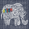 Inspirational Autism Elephant Word Art - Unique & Brave DTF Transfer
