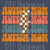 Retro Groovy Autism Mom Lightning Bolt - Checkerboard DTF Print