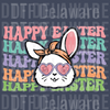 Sparkly Glitter Bunny Silhouette DTF - Hip Hop Easter Bunny with Sunglasses Graphic